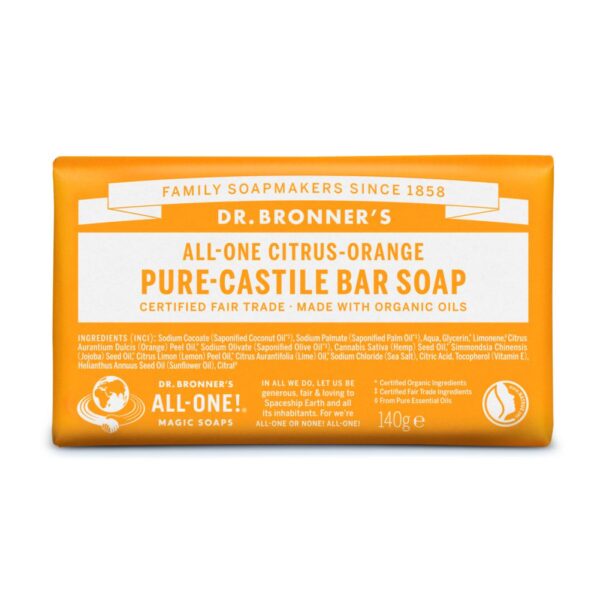 CITRUS ORANGE ALL-ONE ORGANIC BAR SOAP 140g