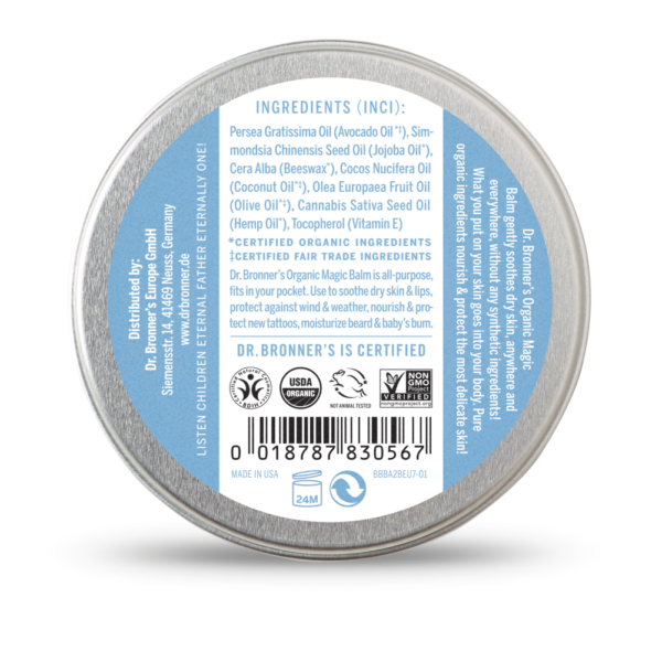 Dr. Bronner´s Baby Mild Organic Magic Balm 60 g, lõhnatu beebidele - Image 2